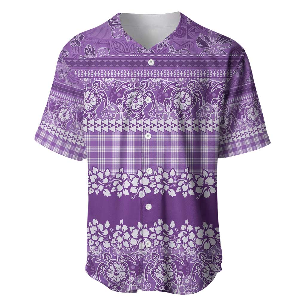 Hawaiian Hibiscus Honu Baseball Jersey Purple Mele Kalikimaka Palaka Spirit - Polynesian Pride
