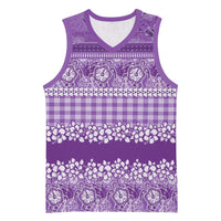 Hawaiian Hibiscus Honu Basketball Jersey Purple Mele Kalikimaka Palaka Spirit - Polynesian Pride