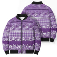 Hawaiian Hibiscus Honu Bomber Puffer Jacket Purple Mele Kalikimaka Palaka Spirit - Polynesian Pride
