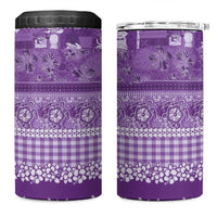 Hawaiian Hibiscus Honu 4 in 1 Can Cooler Tumbler Purple Mele Kalikimaka Palaka Spirit - Polynesian Pride