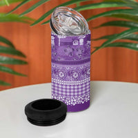 Hawaiian Hibiscus Honu 4 in 1 Can Cooler Tumbler Purple Mele Kalikimaka Palaka Spirit - Polynesian Pride