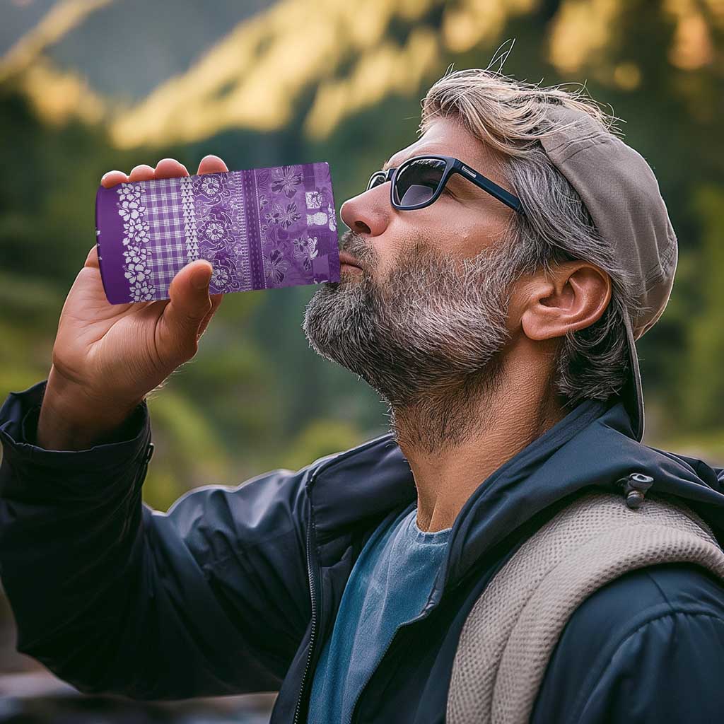 Hawaiian Hibiscus Honu 4 in 1 Can Cooler Tumbler Purple Mele Kalikimaka Palaka Spirit - Polynesian Pride