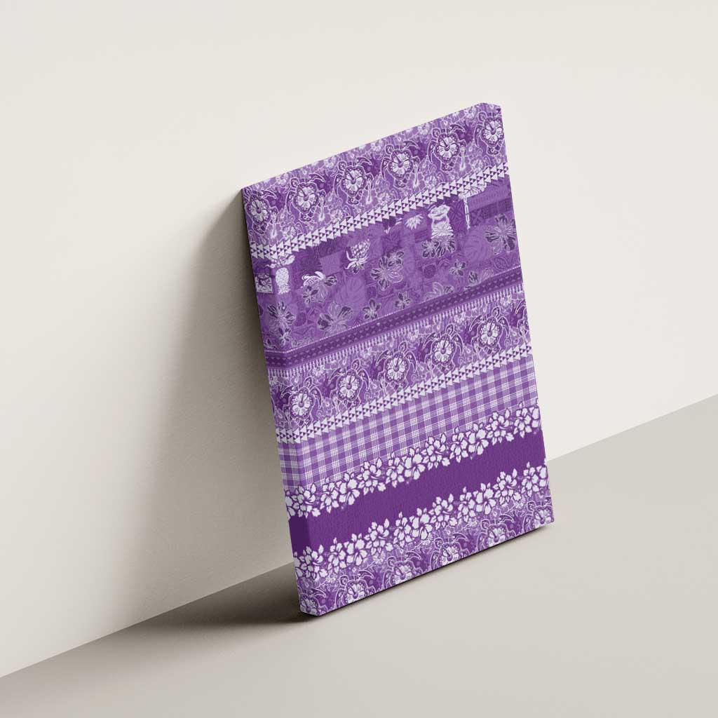 Hawaiian Hibiscus Honu Canvas Wall Art Purple Mele Kalikimaka Palaka Spirit - Polynesian Pride