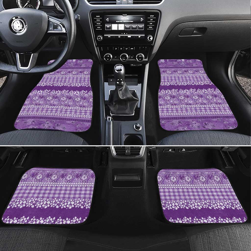 Hawaiian Hibiscus Honu Car Mats Purple Mele Kalikimaka Palaka Spirit - Polynesian Pride