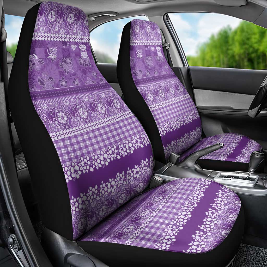 Hawaiian Hibiscus Honu Car Seat Cover Purple Mele Kalikimaka Palaka Spirit - Polynesian Pride