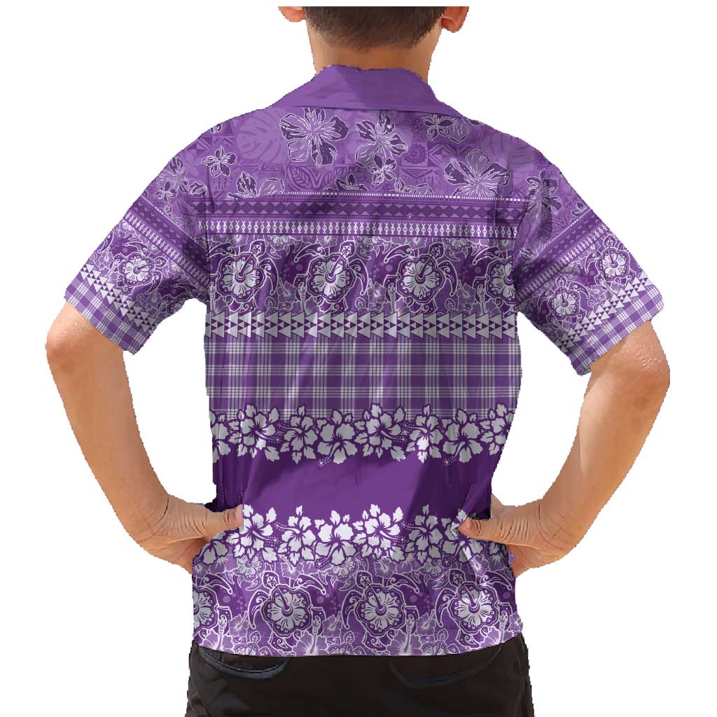 Hawaiian Hibiscus Honu Family Matching Mermaid Dress and Hawaiian Shirt Purple Mele Kalikimaka Palaka Spirit - Polynesian Pride