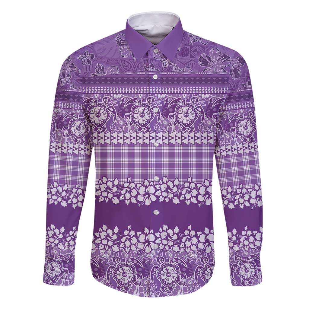 Hawaiian Hibiscus Honu Family Matching Puletasi and Hawaiian Shirt Purple Mele Kalikimaka Palaka Spirit - Polynesian Pride