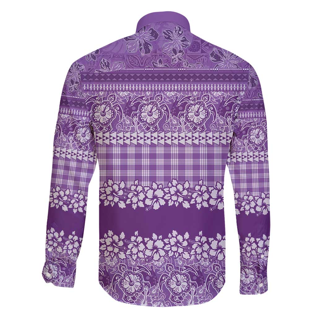 Hawaiian Hibiscus Honu Family Matching Tank Maxi Dress and Hawaiian Shirt Purple Mele Kalikimaka Palaka Spirit - Polynesian Pride