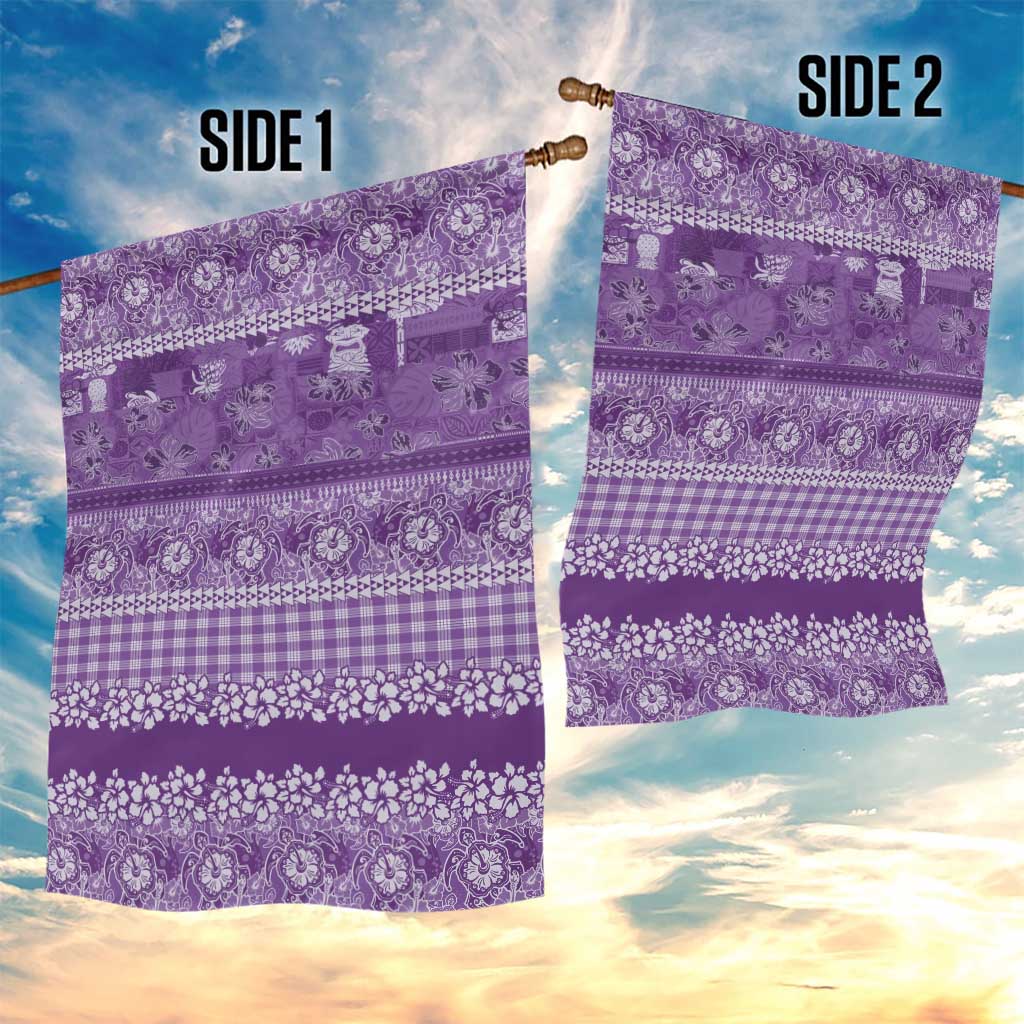 Hawaiian Hibiscus Honu Garden Flag Purple Mele Kalikimaka Palaka Spirit - Polynesian Pride