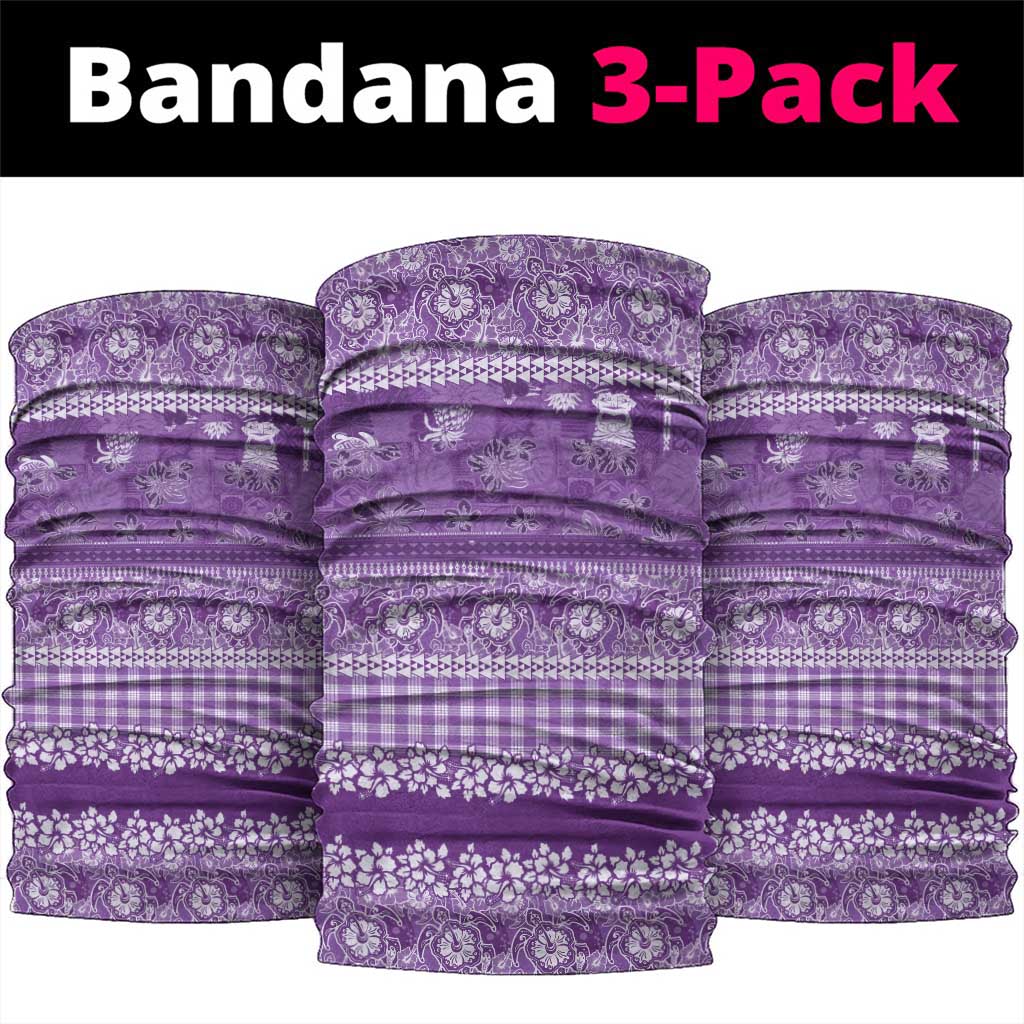 Hawaiian Hibiscus Honu Neck Gaiter Purple Mele Kalikimaka Palaka Spirit - Polynesian Pride