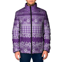 Hawaiian Hibiscus Honu Padded Jacket Purple Mele Kalikimaka Palaka Spirit - Polynesian Pride