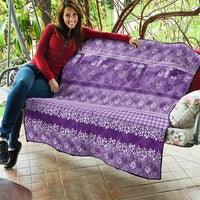 Hawaiian Hibiscus Honu Quilt Purple Mele Kalikimaka Palaka Spirit - Polynesian Pride