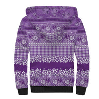 Hawaiian Hibiscus Honu Sherpa Hoodie Purple Mele Kalikimaka Palaka Spirit - Polynesian Pride