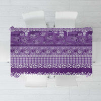 Hawaiian Hibiscus Honu Tablecloth Purple Mele Kalikimaka Palaka Spirit - Polynesian Pride