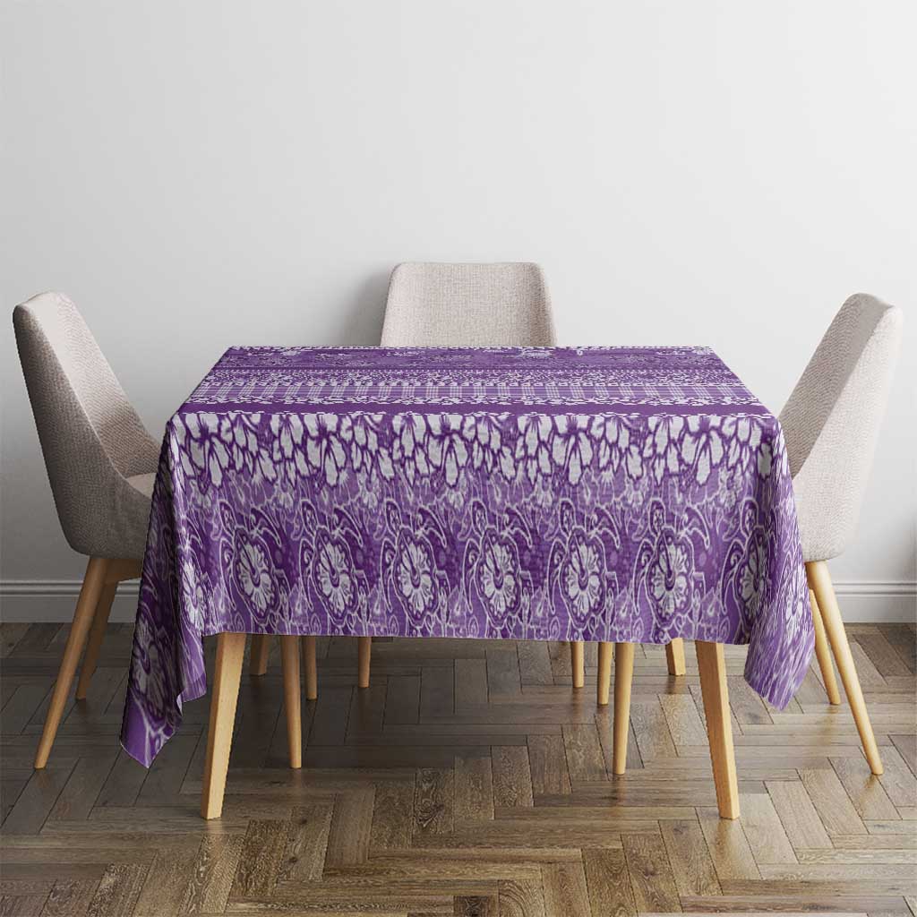 Hawaiian Hibiscus Honu Tablecloth Purple Mele Kalikimaka Palaka Spirit - Polynesian Pride