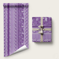 Hawaiian Hibiscus Honu Wrapping Paper Purple Mele Kalikimaka Palaka Spirit - Polynesian Pride