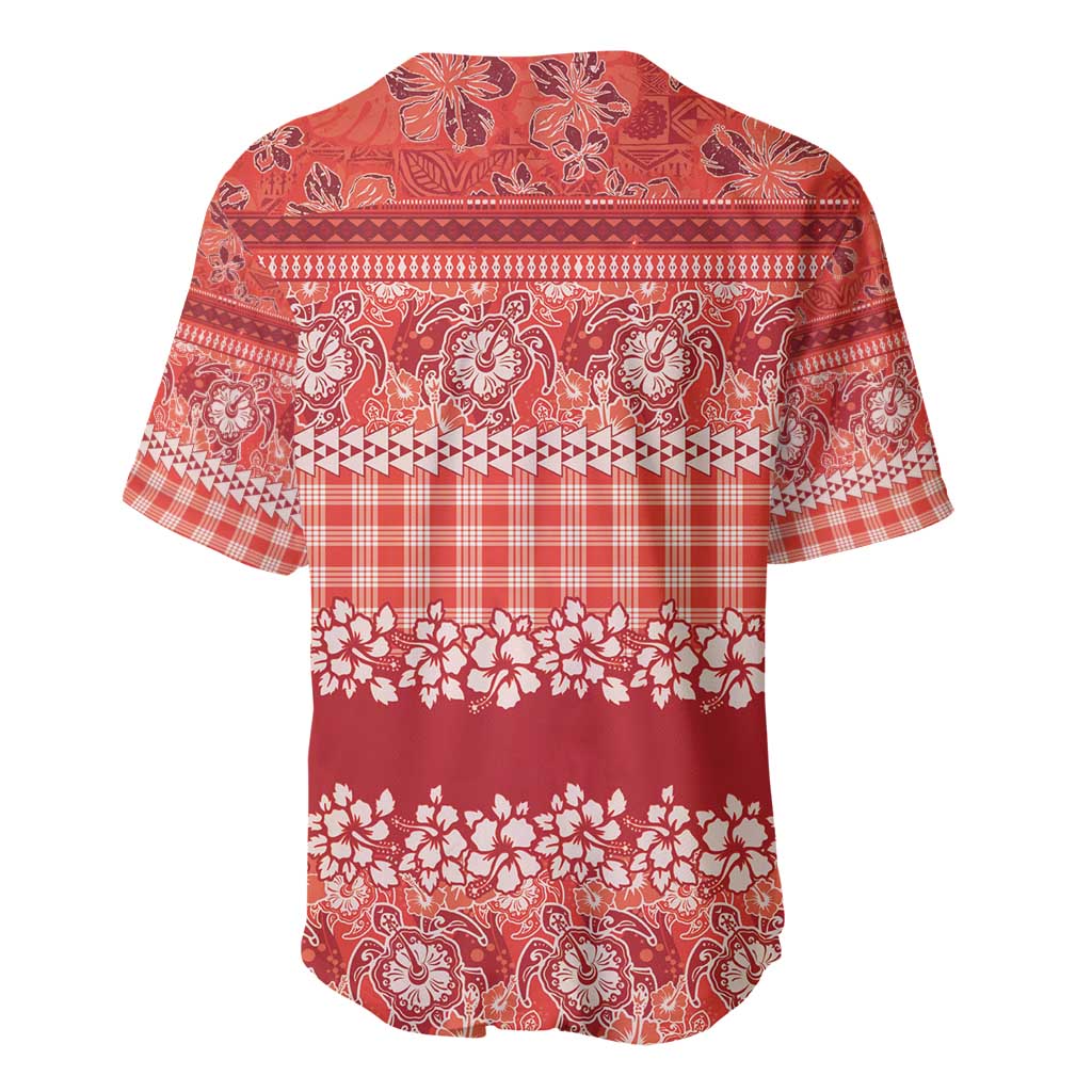 Hawaiian Hibiscus Honu Baseball Jersey Red Mele Kalikimaka Palaka Spirit - Polynesian Pride