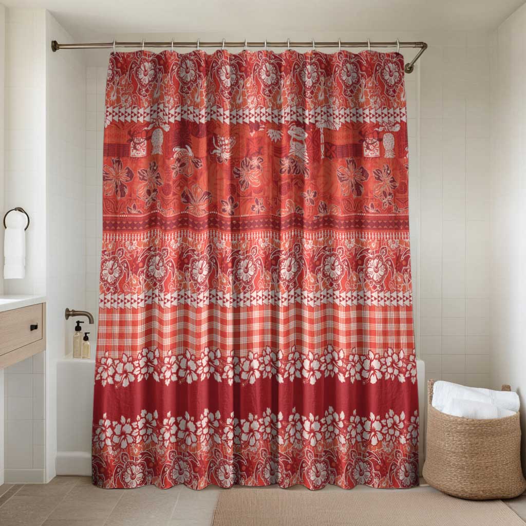 Hawaiian Hibiscus Honu Bathroom Set Red Mele Kalikimaka Palaka Spirit - Polynesian Pride