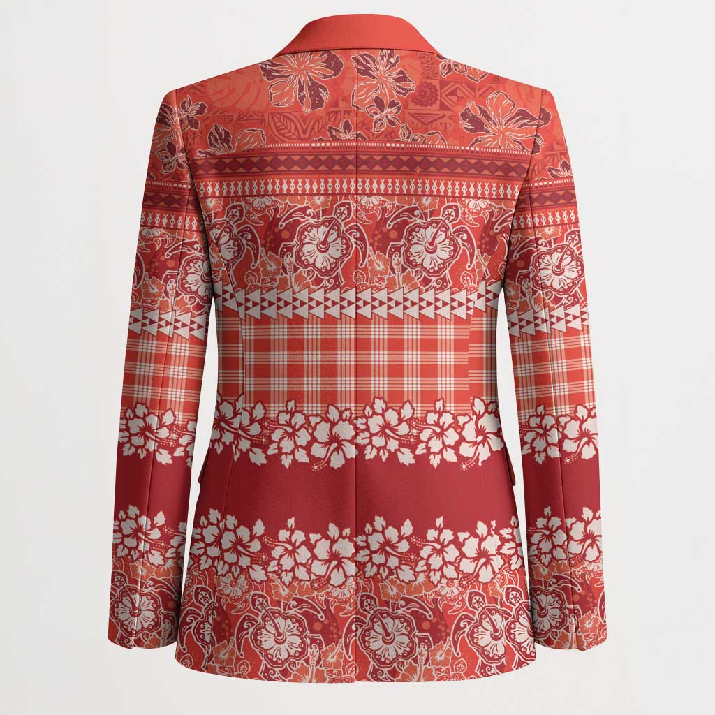 Hawaiian Hibiscus Honu Blazer Red Mele Kalikimaka Palaka Spirit - Polynesian Pride