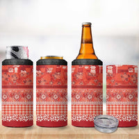 Hawaiian Hibiscus Honu 4 in 1 Can Cooler Tumbler Red Mele Kalikimaka Palaka Spirit - Polynesian Pride
