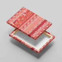 Hawaiian Hibiscus Honu Canvas Wall Art Red Mele Kalikimaka Palaka Spirit - Polynesian Pride