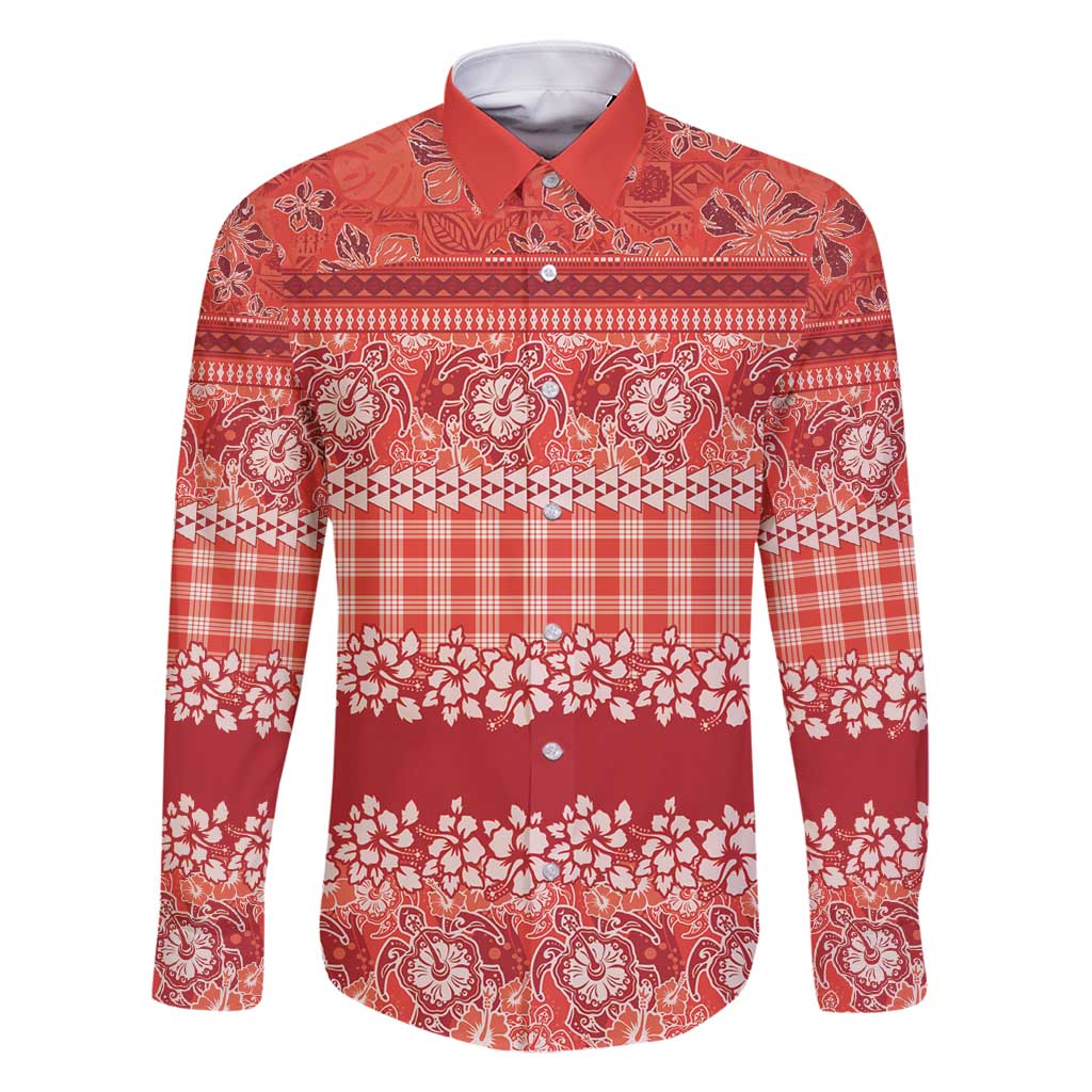 Hawaiian Hibiscus Honu Family Matching Mermaid Dress and Hawaiian Shirt Red Mele Kalikimaka Palaka Spirit - Polynesian Pride