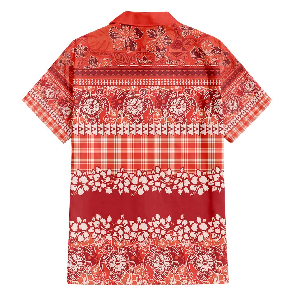Hawaiian Hibiscus Honu Family Matching Puletasi and Hawaiian Shirt Red Mele Kalikimaka Palaka Spirit - Polynesian Pride
