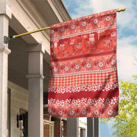 Hawaiian Hibiscus Honu Garden Flag Red Mele Kalikimaka Palaka Spirit - Polynesian Pride