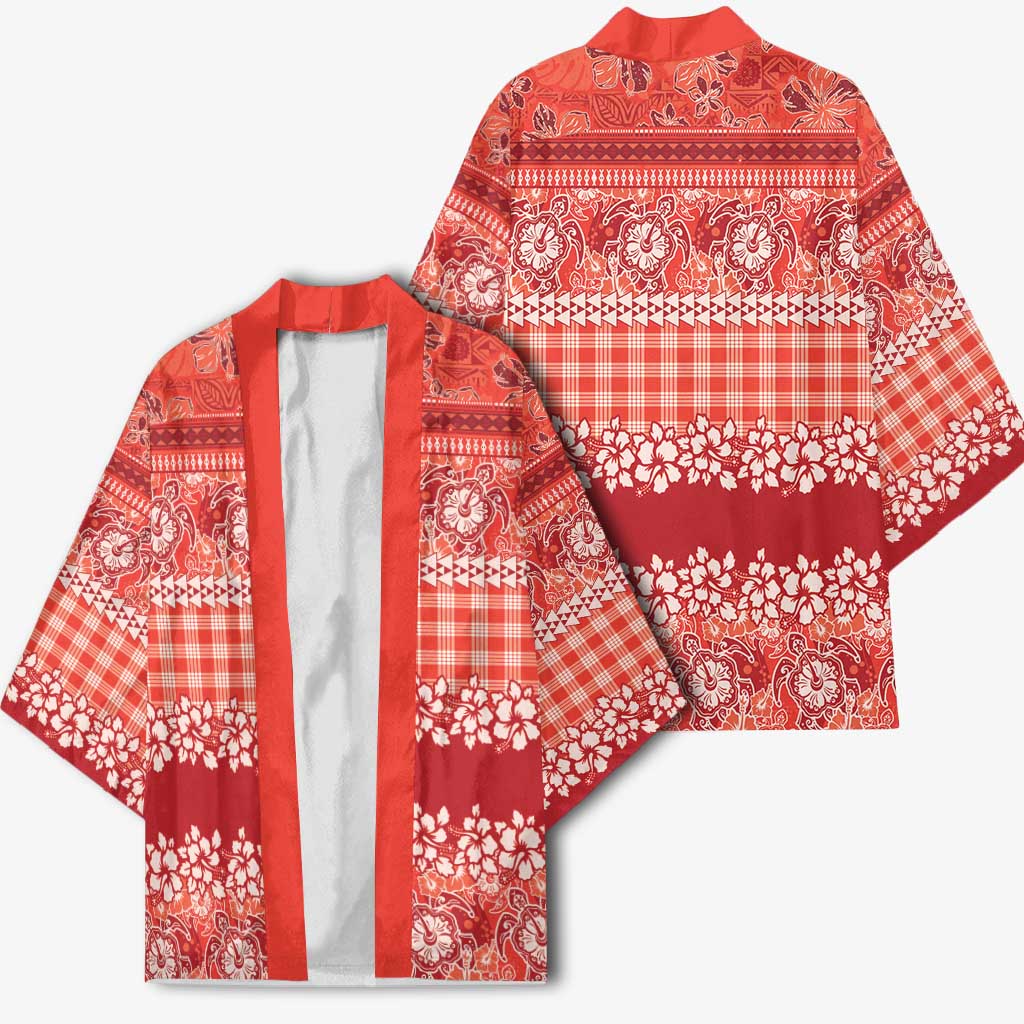 Hawaiian Hibiscus Honu Kimono Red Mele Kalikimaka Palaka Spirit - Polynesian Pride