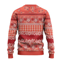 Hawaiian Hibiscus Honu Ugly Christmas Sweater Red Mele Kalikimaka Palaka Spirit - Polynesian Pride