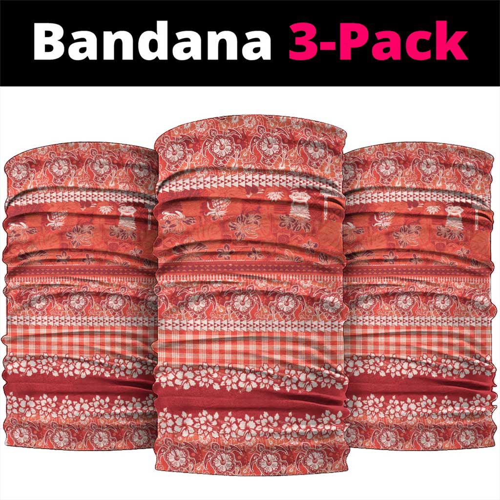 Hawaiian Hibiscus Honu Neck Gaiter Red Mele Kalikimaka Palaka Spirit - Polynesian Pride