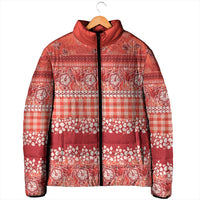 Hawaiian Hibiscus Honu Padded Jacket Red Mele Kalikimaka Palaka Spirit - Polynesian Pride