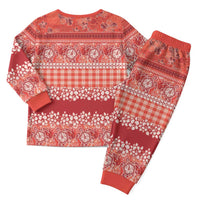 Hawaiian Hibiscus Honu Christmas Pajama Set Red Mele Kalikimaka Palaka Spirit - Polynesian Pride