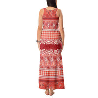 Hawaiian Hibiscus Honu Tank Maxi Dress Red Mele Kalikimaka Palaka Spirit - Polynesian Pride