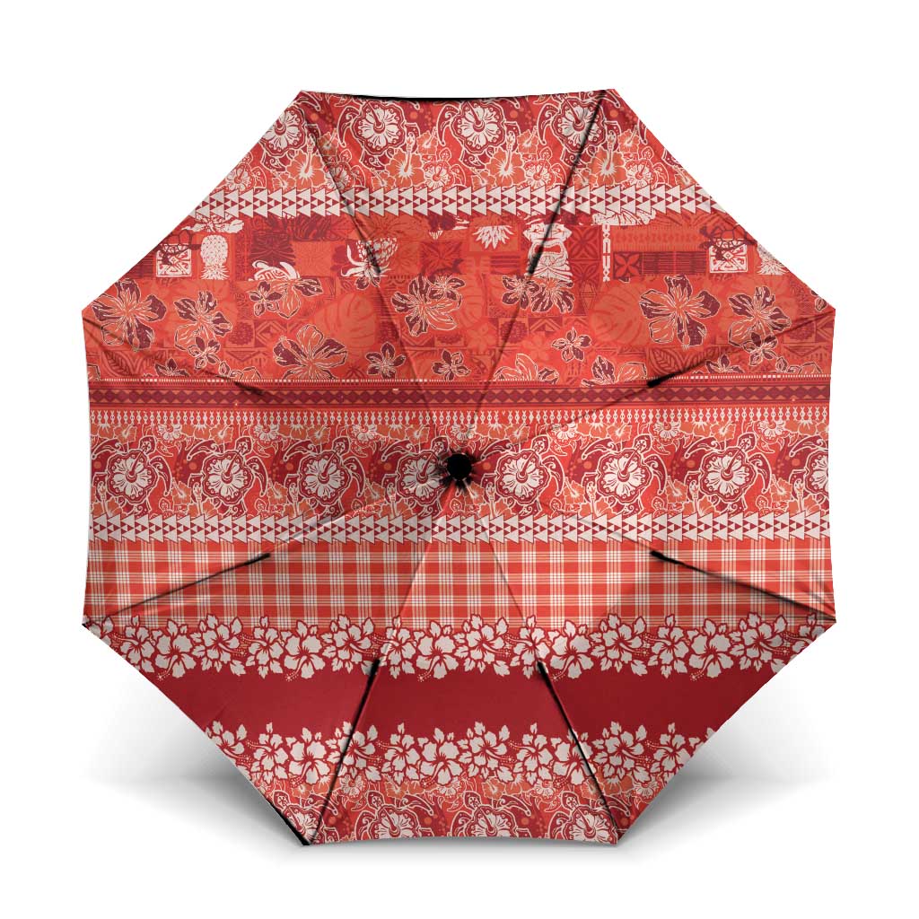 Hawaiian Hibiscus Honu Umbrella Red Mele Kalikimaka Palaka Spirit - Polynesian Pride