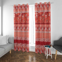 Hawaiian Hibiscus Honu Window Curtain Red Mele Kalikimaka Palaka Spirit - Polynesian Pride