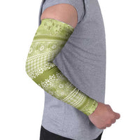 Hawaiian Hibiscus Honu Arm Sleeves Sage Green Mele Kalikimaka Palaka Spirit - Polynesian Pride