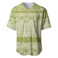 Hawaiian Hibiscus Honu Baseball Jersey Sage Green Mele Kalikimaka Palaka Spirit - Polynesian Pride