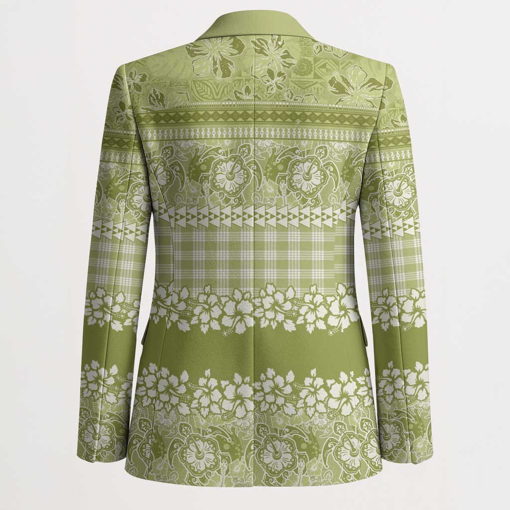 Hawaiian Hibiscus Honu Blazer Sage Green Mele Kalikimaka Palaka Spirit - Polynesian Pride