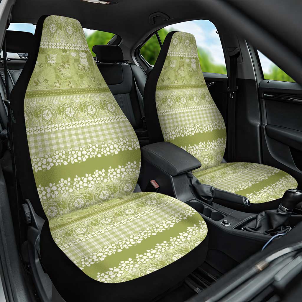Hawaiian Hibiscus Honu Car Seat Cover Sage Green Mele Kalikimaka Palaka Spirit - Polynesian Pride