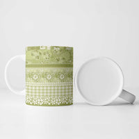 Hawaiian Hibiscus Honu Ceramic Mug Sage Green Mele Kalikimaka Palaka Spirit - Polynesian Pride