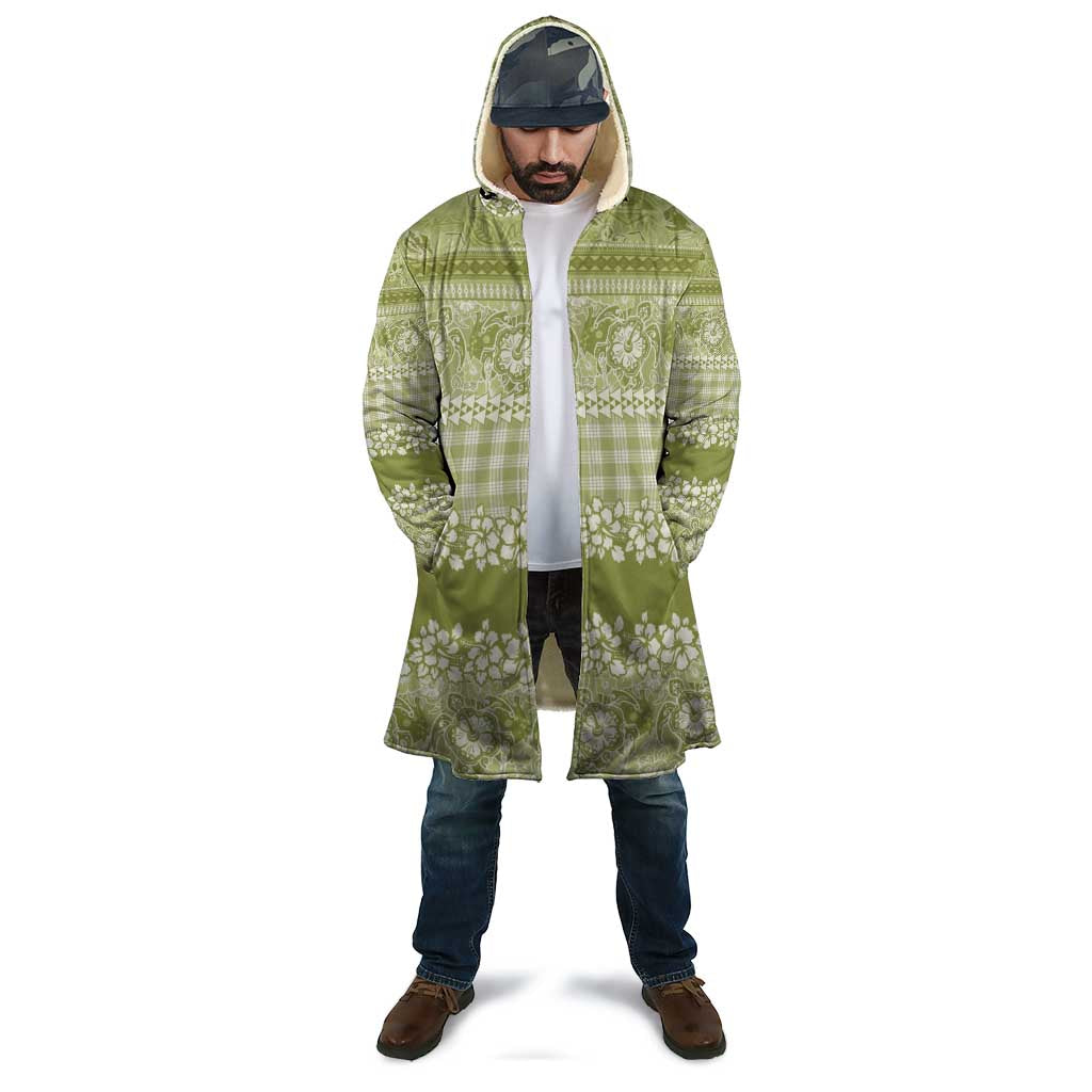 Hawaiian Hibiscus Honu Cloak Sage Green Mele Kalikimaka Palaka Spirit - Polynesian Pride