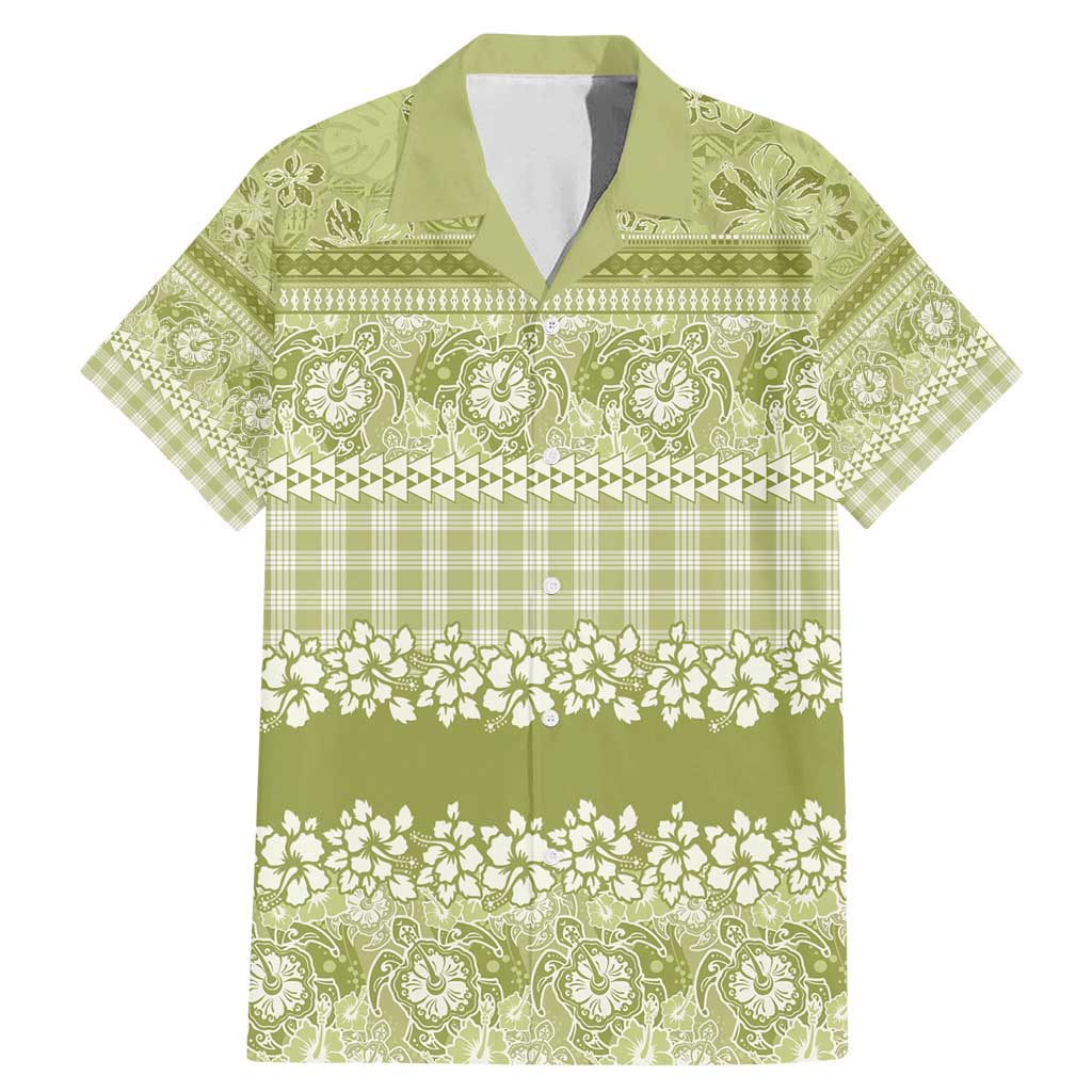 Hawaiian Hibiscus Honu Family Matching Mermaid Dress and Hawaiian Shirt Sage Green Mele Kalikimaka Palaka Spirit - Polynesian Pride