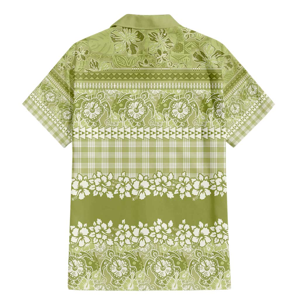 Hawaiian Hibiscus Honu Family Matching Mermaid Dress and Hawaiian Shirt Sage Green Mele Kalikimaka Palaka Spirit - Polynesian Pride