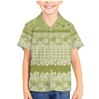 Hawaiian Hibiscus Honu Family Matching Mermaid Dress and Hawaiian Shirt Sage Green Mele Kalikimaka Palaka Spirit - Polynesian Pride