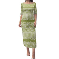 Hawaiian Hibiscus Honu Family Matching Puletasi and Hawaiian Shirt Sage Green Mele Kalikimaka Palaka Spirit - Polynesian Pride