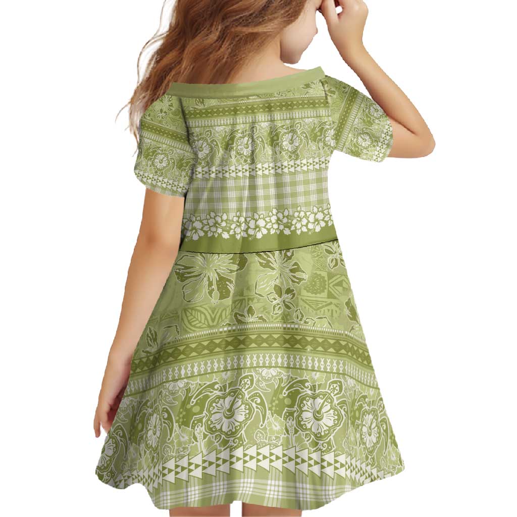 Hawaiian Hibiscus Honu Family Matching Tank Maxi Dress and Hawaiian Shirt Sage Green Mele Kalikimaka Palaka Spirit - Polynesian Pride