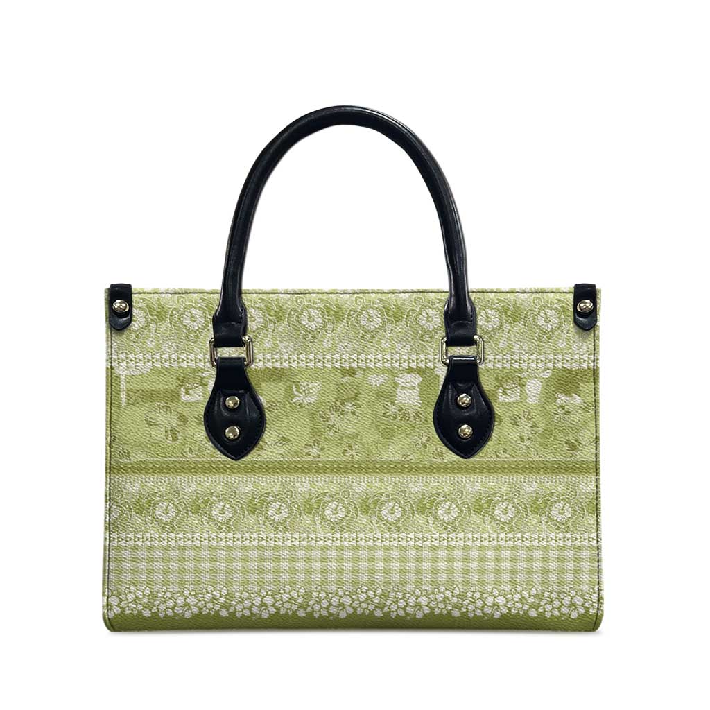 Hawaiian Hibiscus Honu Leather Bag Sage Green Mele Kalikimaka Palaka Spirit - Polynesian Pride