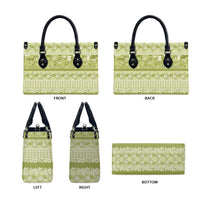 Hawaiian Hibiscus Honu Leather Bag Sage Green Mele Kalikimaka Palaka Spirit - Polynesian Pride