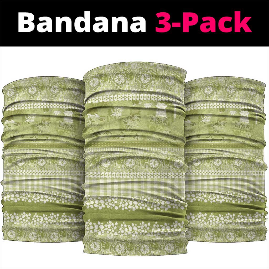 Hawaiian Hibiscus Honu Neck Gaiter Sage Green Mele Kalikimaka Palaka Spirit - Polynesian Pride
